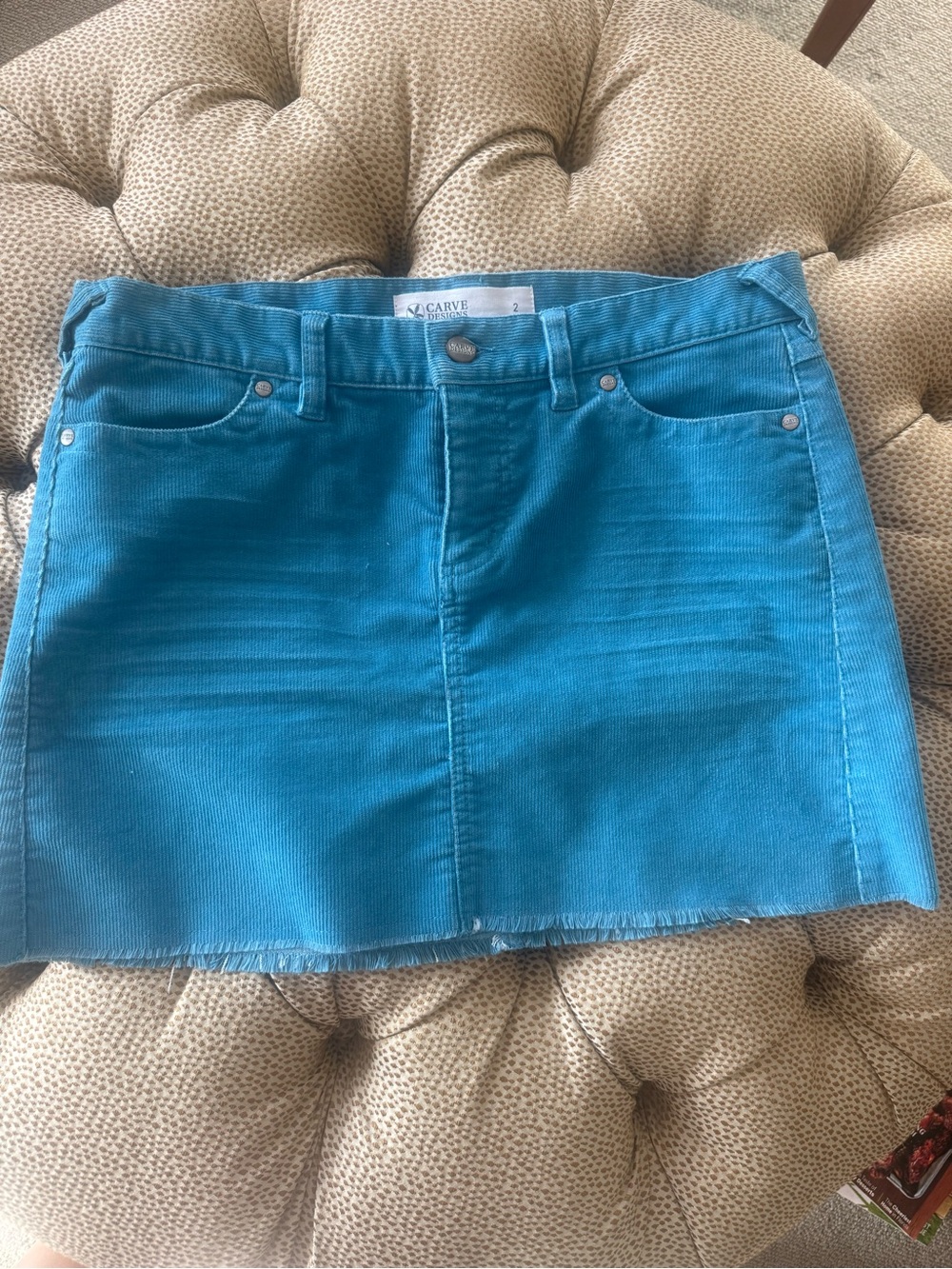 Carve Designs Maui Style Blue  Corduroy Mini Skirt size 2